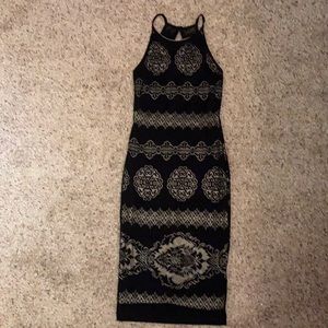 Black Nude Paisley Mesh Dress Size Small